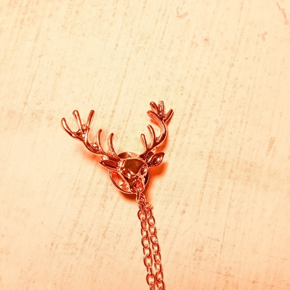 Gold Stag Elk Antler Layer Lapel Collar Pin - Picture 5 of 7